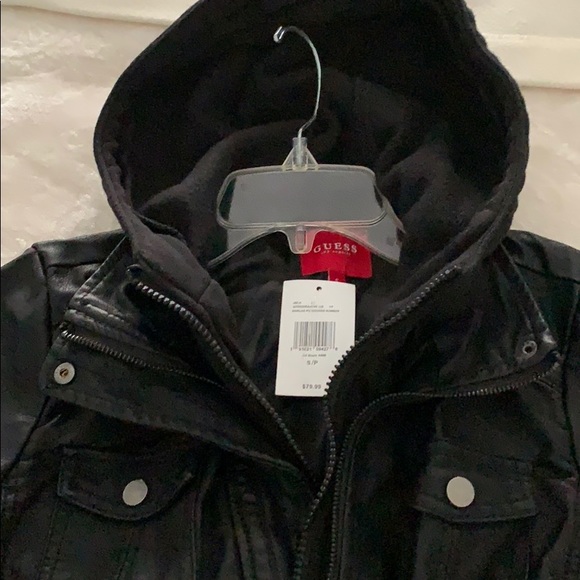 Guess Faux Leather Jacket w/Hood - Size Small - Picture 3 of 4